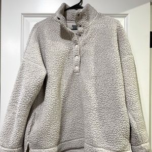 White/Gray colored Aerie Brand Sherpa Sweatshirt
